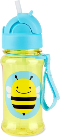 Skip Hop Zoo sticlă din Tritan cu pai Albinuță 355 ml