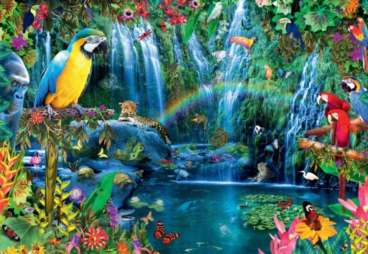 Puzzle Bluebird Papagali tropicali 1000 piese