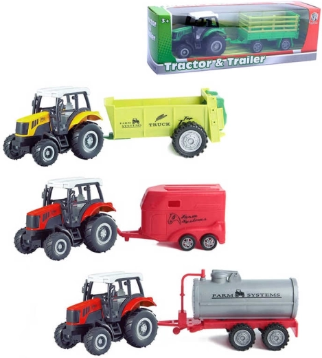 Tractor agricol metalic cu remorcă 23 cm cu mers înapoi (pull-back) - 1 set