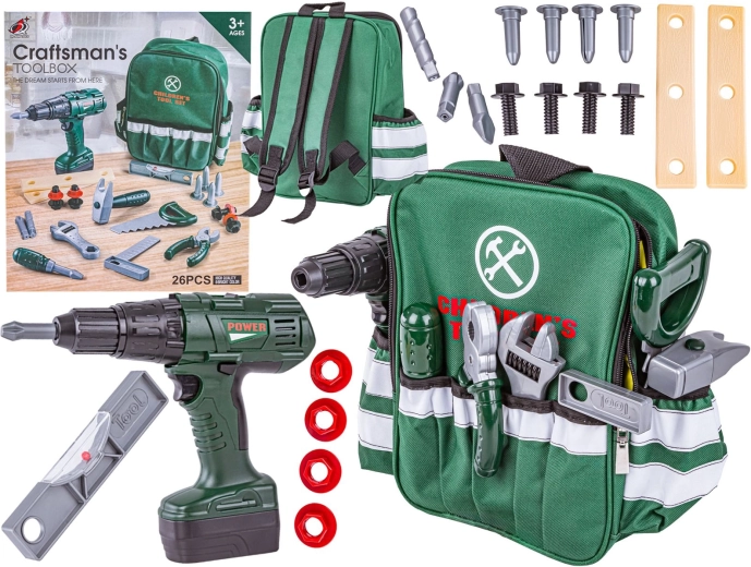 Set de scule pentru copii cu rucsac și șurubelniță electrică