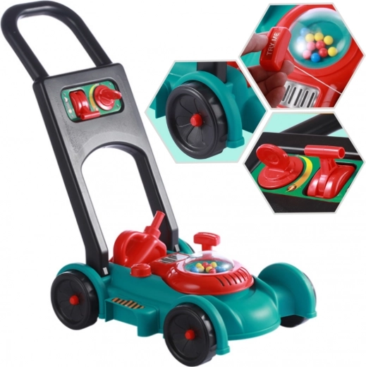 Mașină de tuns iarbă pentru copii cu cască și canistră WOOPIE