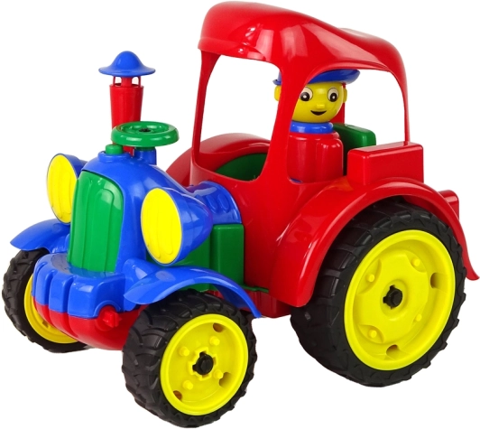 Tractor mare din plastic cu figură și roți din cauciuc HEMAR