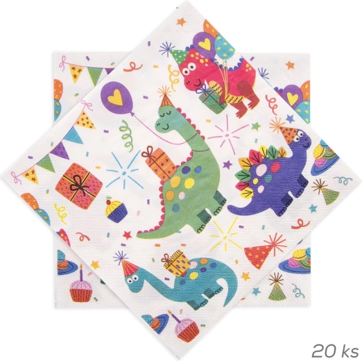 Șervețele de hârtie cu motiv de dinozauri 33 × 33 cm (20 buc.)