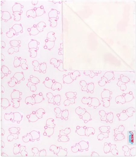 protecție flanel impermeabilă New Baby hipopotam alb/roz