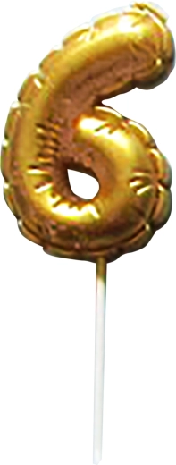 Lumânare pentru tort, cifra 6, auriu TORO