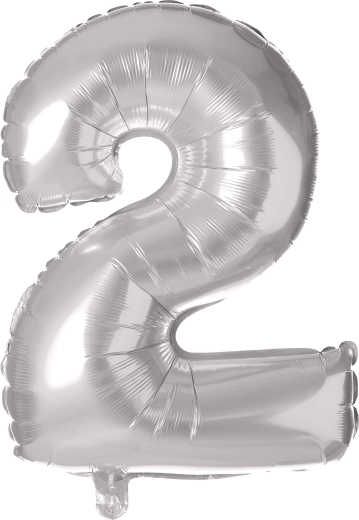 Balon din folie, cifră 2, 30 cm, argintiu TORO