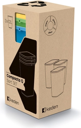 Set coșuri de sortare Compacta Q Sort 3×12 l