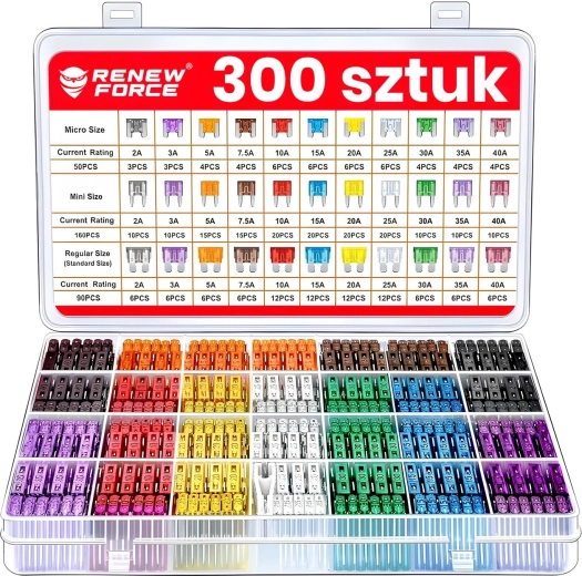 Set de siguranțe auto 300 buc. 2–40 A (micro/mini/standard) cu organizator și extractor