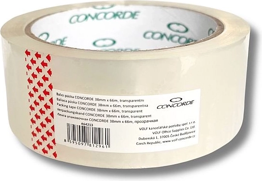 Bandă adezivă transparentă pentru ambalare 38 mm × 66 m CONCORDE