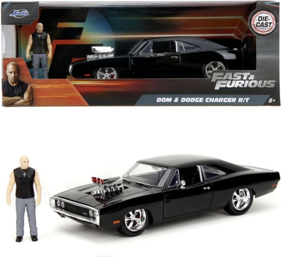 Jada Toys Fast & Furious 1970 Dodge Charger cu figurina lui Dominic Toretto