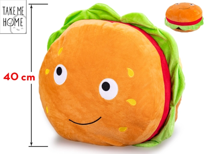 Hamburger din pluș cu chip vesel Take Me Home