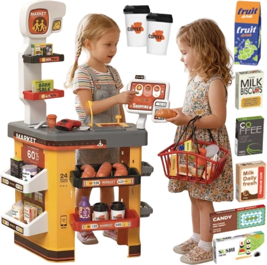Supermarket interactiv pentru copii Woopie, cu casă de marcat și accesorii