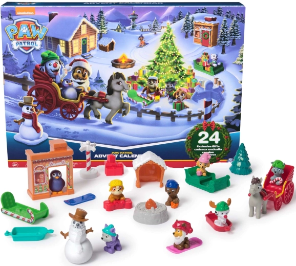 Calendar de Advent PAW PATROL – 24 surprize, figurine de animăluțe și accesorii de iarnă