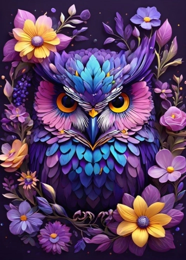 Puzzle Flori și bufniță 300 piese BLUEBIRD