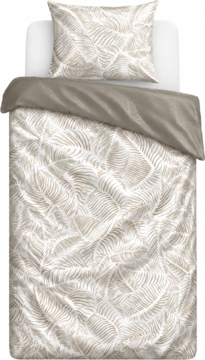 Lenjerie de pat din satin de bumbac MILAGRO VERDE Frunze delicate bej-gri 140 × 200 cm