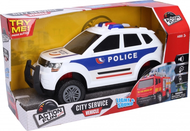 Mașină de poliție cu inerție, cu efecte luminoase și sonore, 31 cm