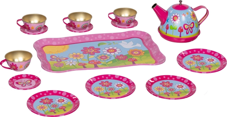 Set de ceai din tablă Funky Flowers