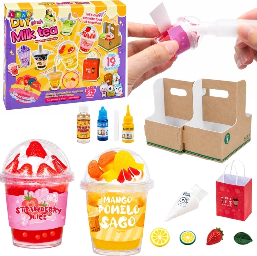 Set creativ DIY mini băuturi: milk tea și bubble tea