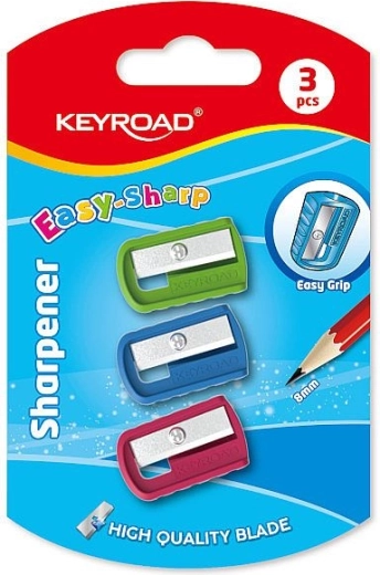 Ascuțitoare din plastic KEYROAD Slim, 3 buc