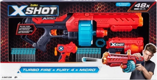 Set de blastere X-Shot Excel Turbo Fire + Fury 4 + Micro