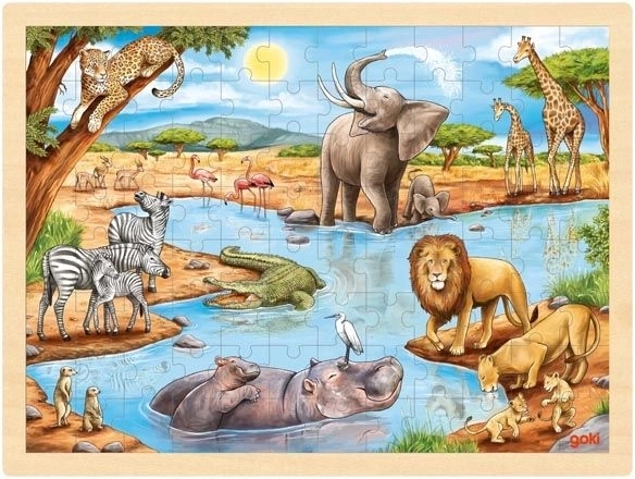 Puzzle din lemn Savana africană 96 piese Goki