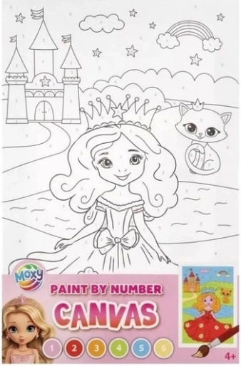 Pictură pe numere pentru copii – prințesă lângă castel 30 × 19 cm