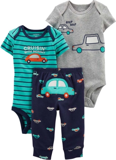 Carter’s set 3 piese pentru băieți Green Monster (2x body cu mânecă scurtă și pantaloni)