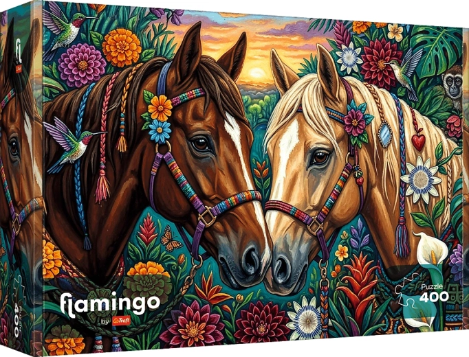 Puzzle Trefl Flamingo: cursa florală 400 de piese