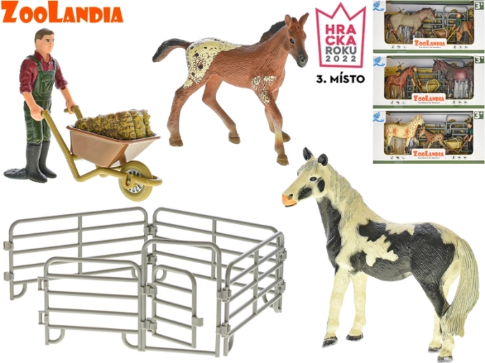 Figurine Zoolandia cu cal, mânz și accesorii - 1 bucată