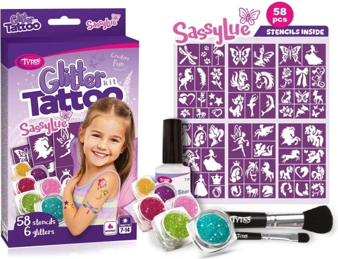 SassyLue set mare de tatuaje strălucitoare pentru fetițe