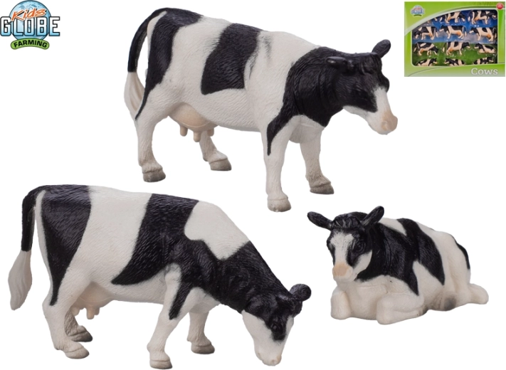 Set de figurine vaci alb-negru 1:32 Kids Globe Farming (12 buc)