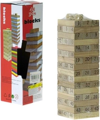 Joc din lemn cu turn și piese numerotate