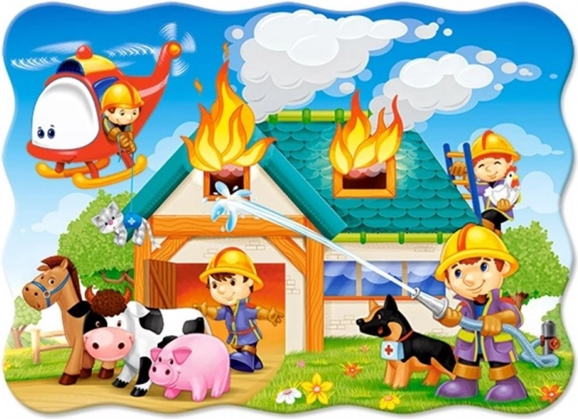 Puzzle Stație de pompieri în acțiune 30 de piese