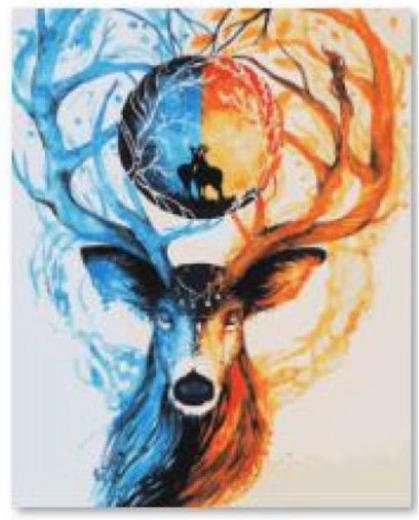 Broderie cu diamante (diamond painting) cerb 30 × 40 cm - 1 bucată