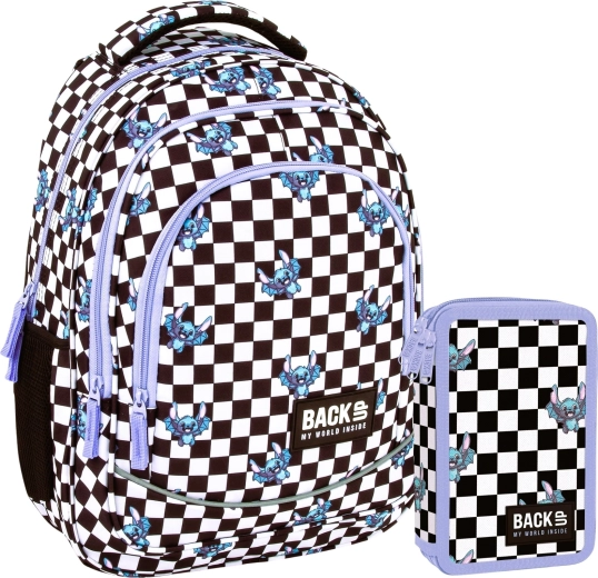 Set școlar BackUP șah Fuzz 2în1 – rucsac și penar echipat