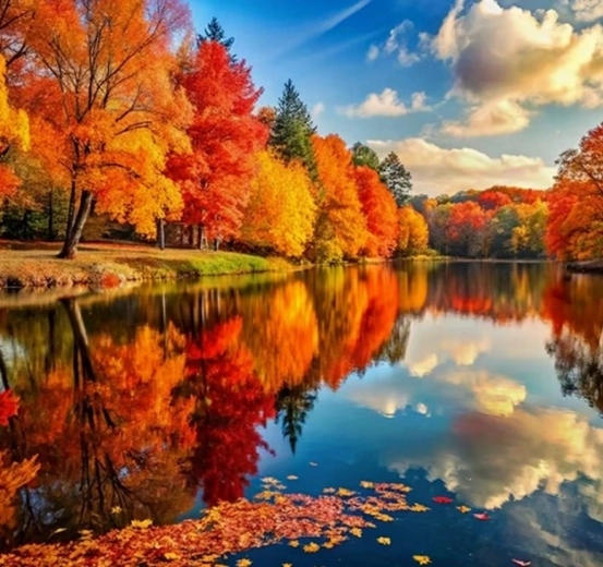 NORIMPEX Pictură după numere Lac în perioada de toamnă 40 × 50 cm