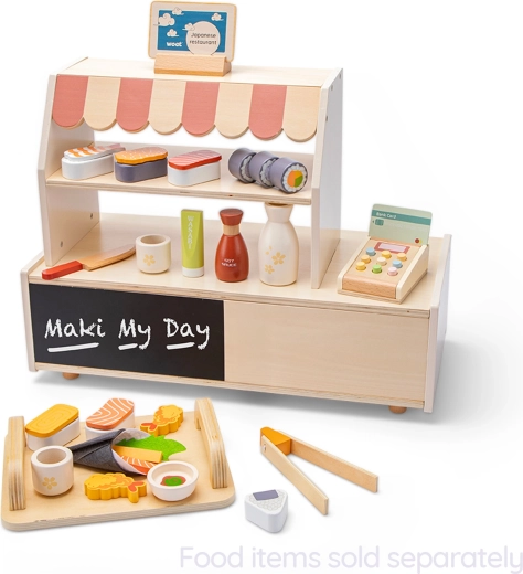 Stand din lemn pentru copii, mini-restaurant