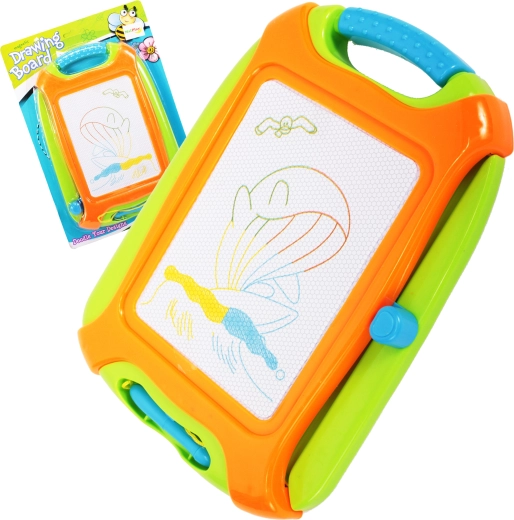 Tabelă magnetică colorată pentru desen cu radieră 26,5 × 18,5 cm cu mâner