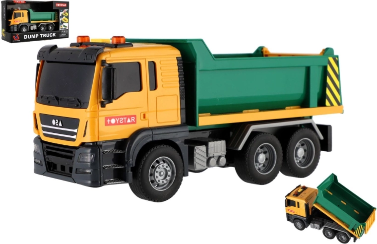 Camion basculant din plastic 25 cm cu mecanism cu inerție, lumină și sunet