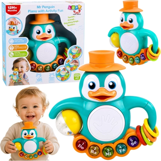 Pinguin educativ interactiv – pian, tobă și elemente senzoriale