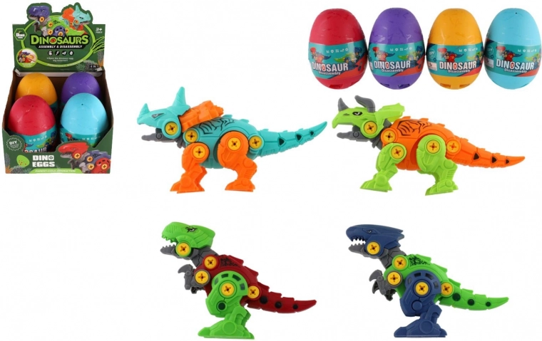 dinozaur cu șuruburi în ou 15 cm – set de construcție pentru copii