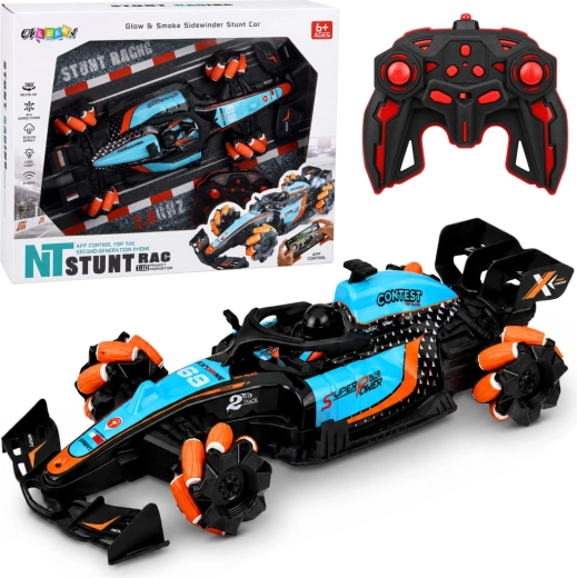 Mașină RC de curse pentru cascadorii 4WD 1:10 cu efect de fum și rotație 360°