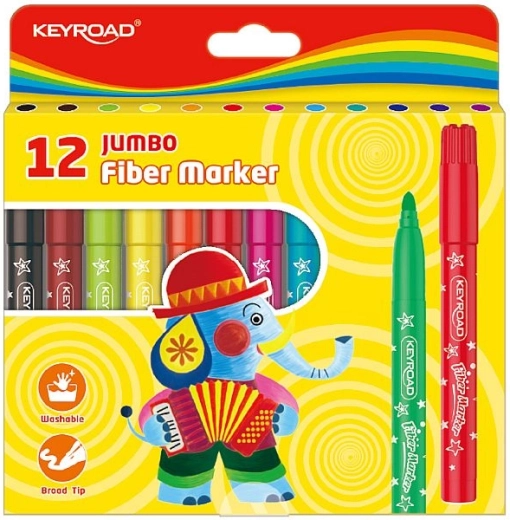 Markere lavabile KEYROAD Jumbo, 12 culori