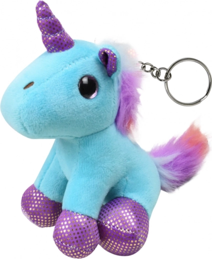 Unicorn de pluș breloc albastru 12cm cu inel metalic