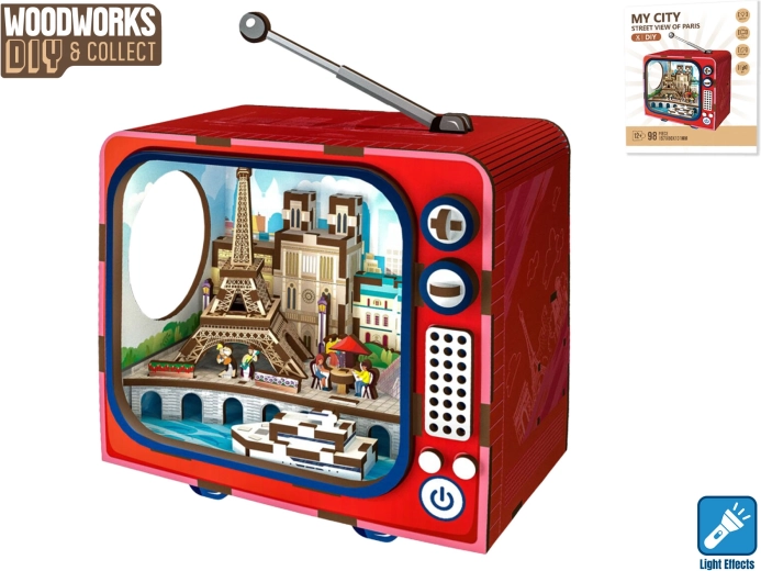 Set de construcție din lemn Paris cu lumină Woodworks