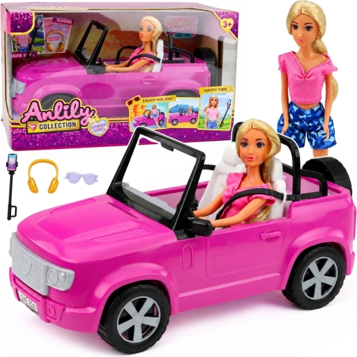 Păpușa Anlily în cabriolet cu accesorii