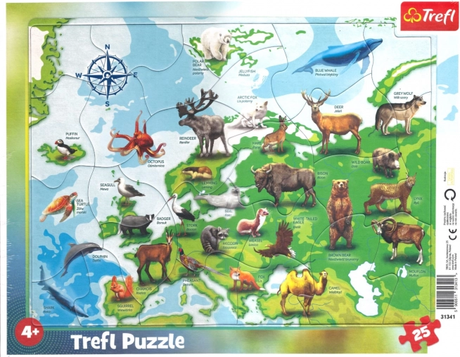 Puzzle TREFL Harta Europei cu animăluțe 25 de piese