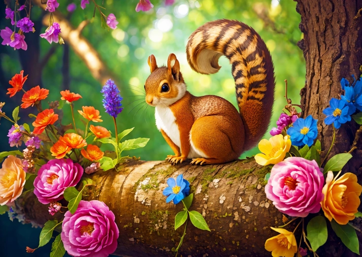 Puzzle Enjoy Veveriță înflorită 1000 de piese