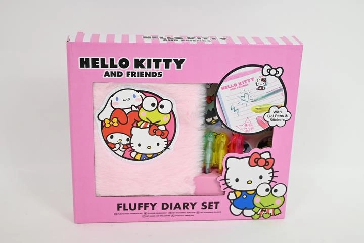 Hello Kitty mini jurnal de pluș cu pixuri cu gel și autocolante