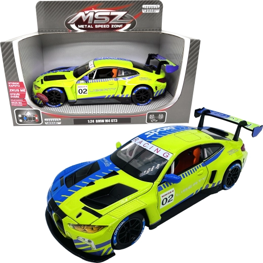 Model metalic BMW M4 GT3 cu lumini și sunete